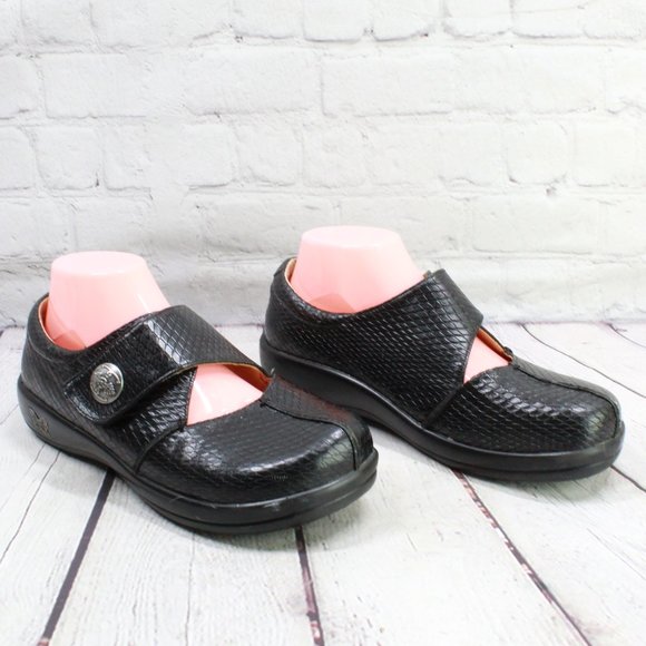 ALEGRIA Kaitlyn Black Snake Skin Texture Embossed Shoes US 9.5-10 / 40 - Picture 3 of 9